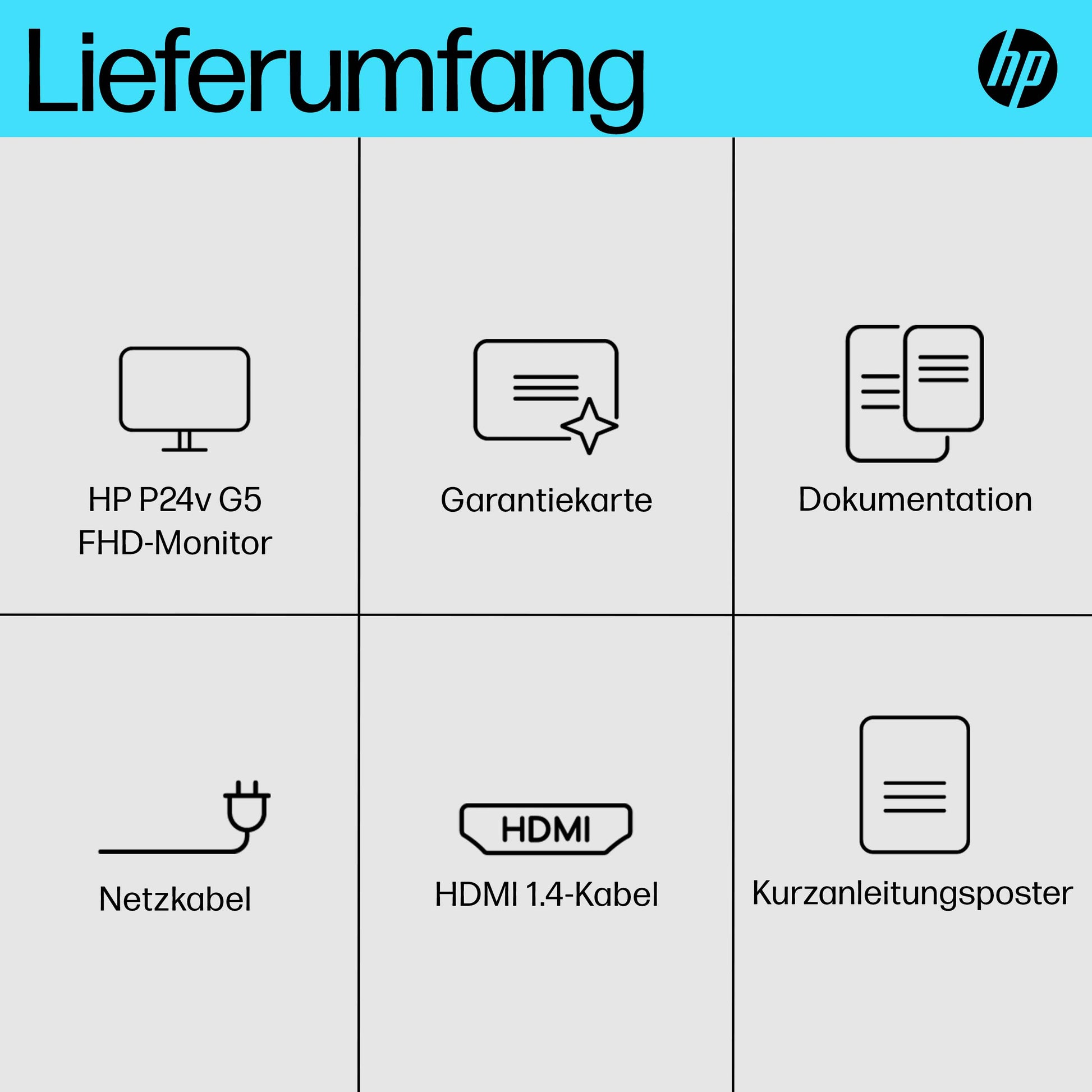 HP P24v G5 – Monitor, 23,8" 1920 × 1080 (Full HD), Schwarz