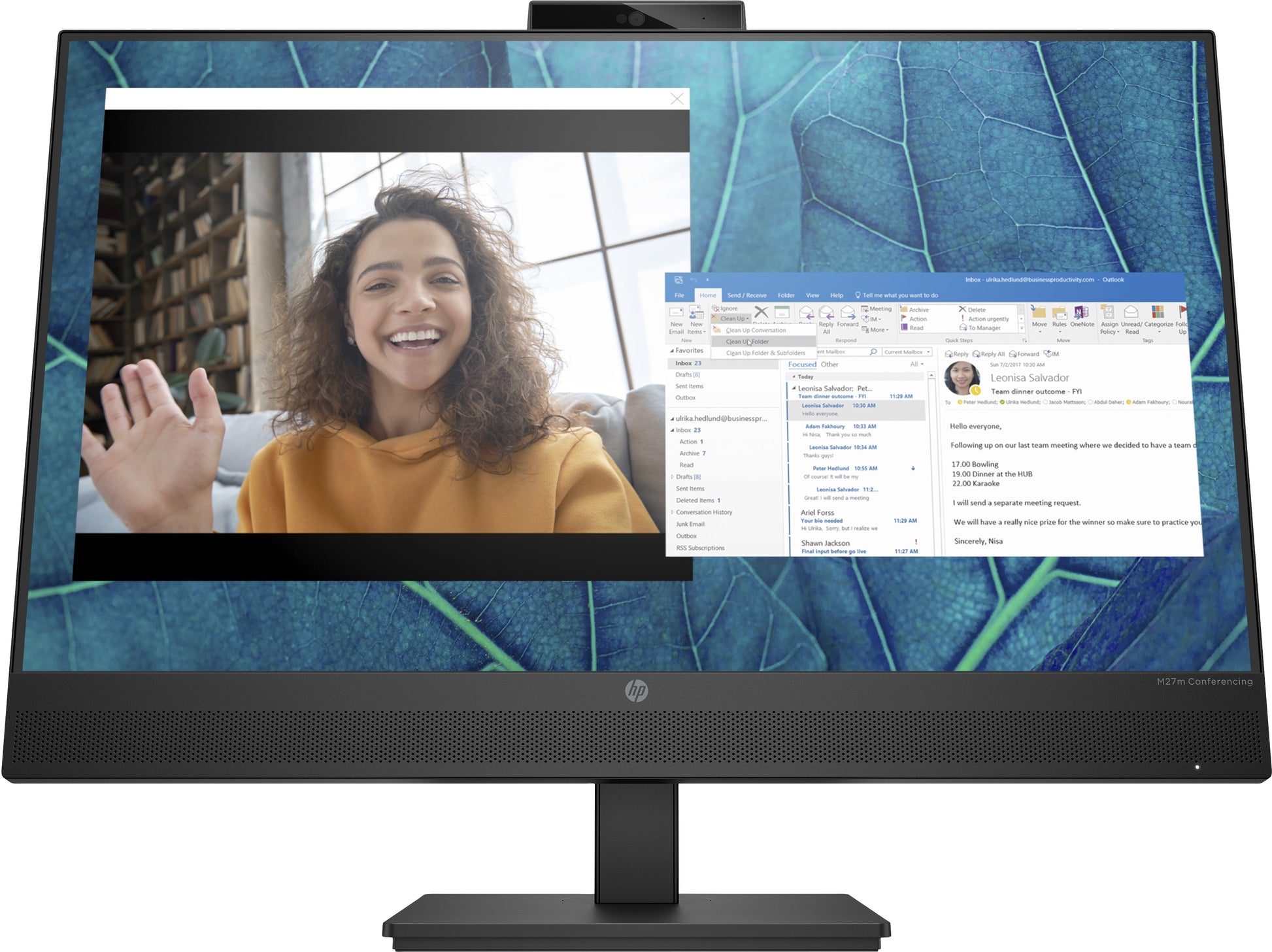 HP M27M – Monitor, 27" Full HD (1920 × 1080), IPS, 75 Hz, 300 cd/m², Webcam, VESA 100 × 100, Schwarz