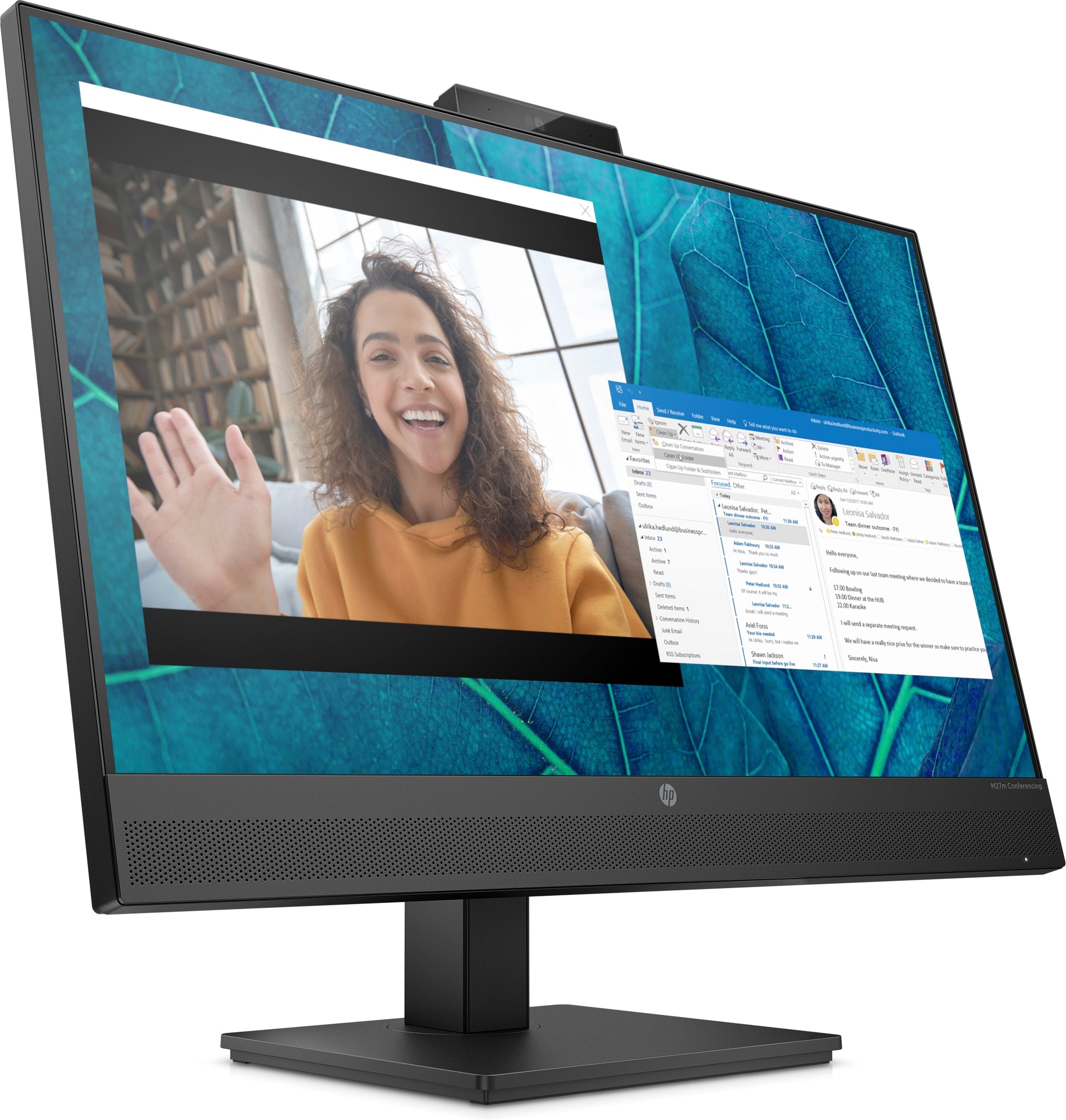 HP M27M – Monitor, 27" Full HD (1920 × 1080), IPS, 75 Hz, 300 cd/m², Webcam, VESA 100 × 100, Schwarz
