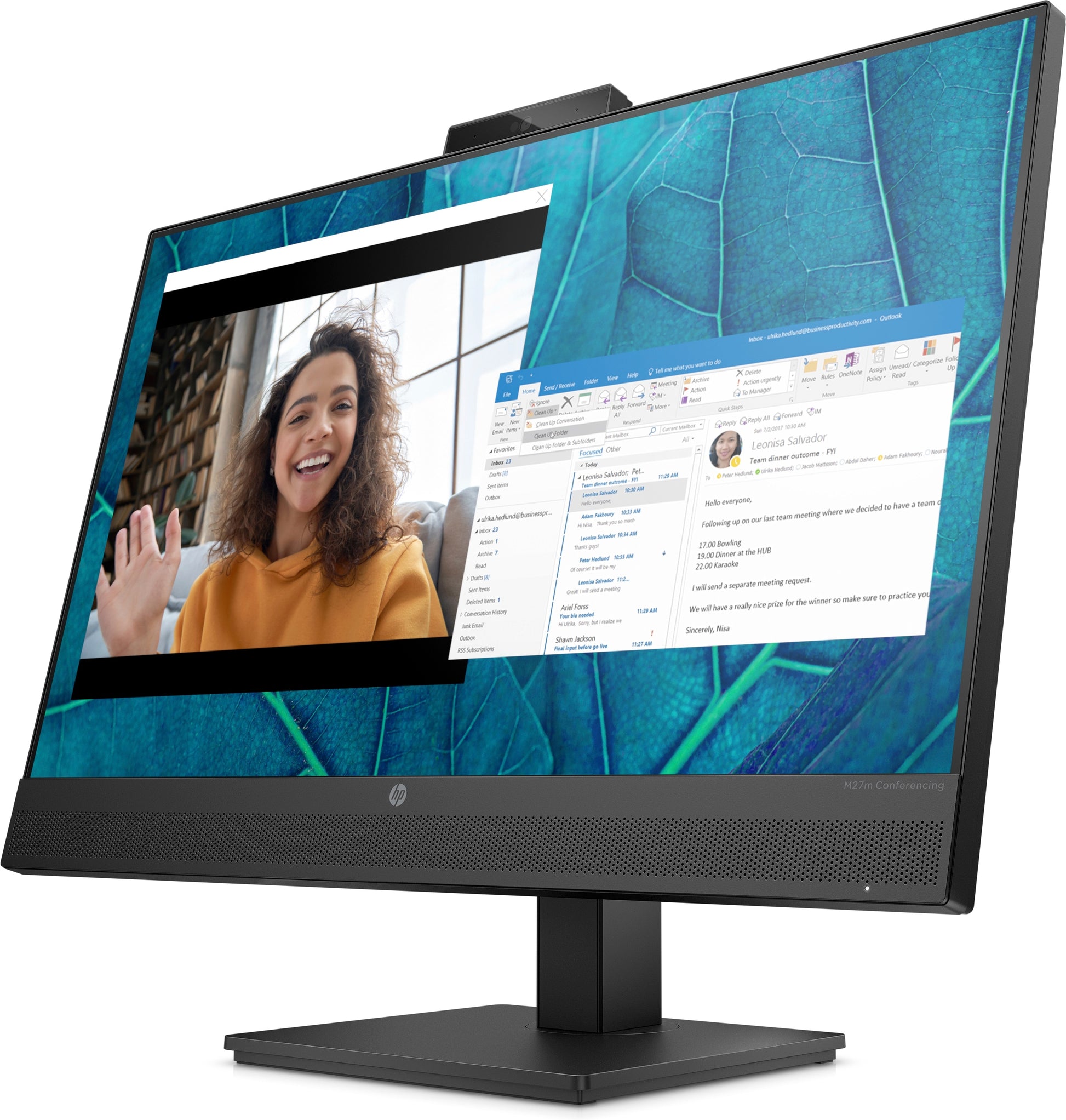 HP M27M – Monitor, 27" Full HD (1920 × 1080), IPS, 75 Hz, 300 cd/m², Webcam, VESA 100 × 100, Schwarz