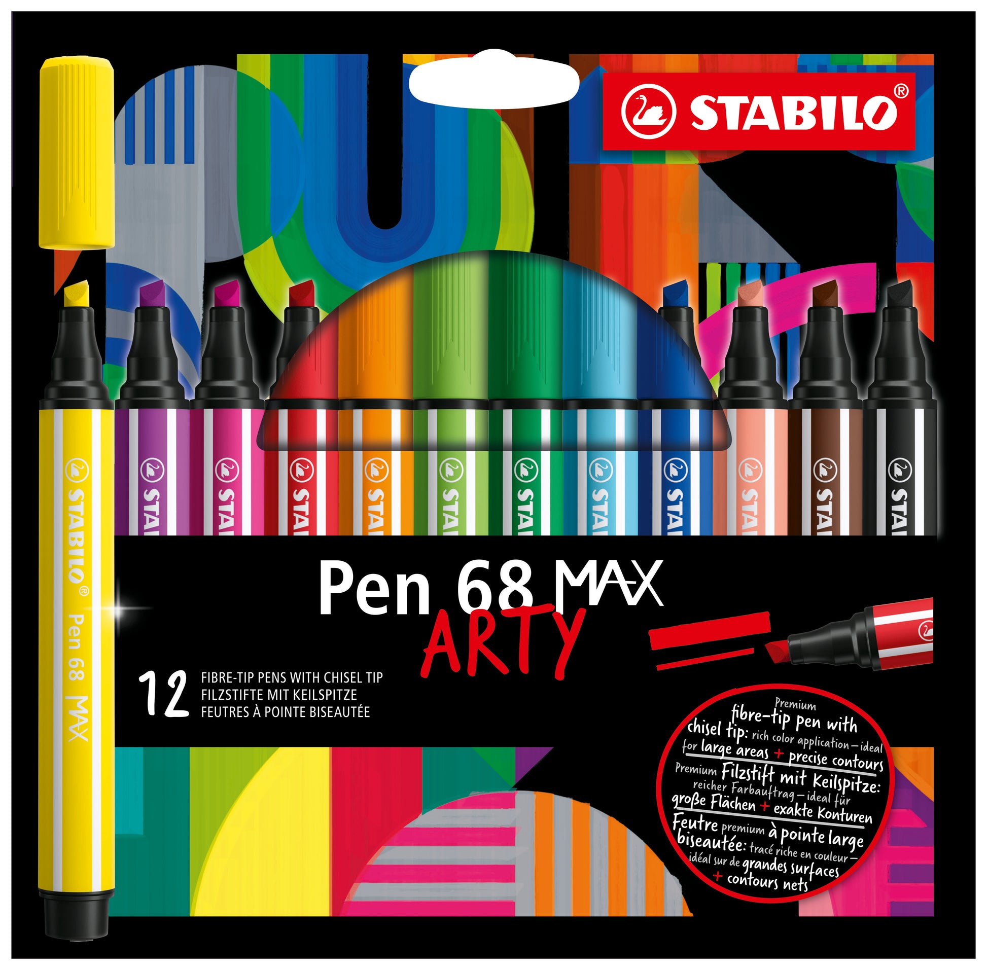 STABILO Filzstifte, Strichbreite 2–5 mm, 12 Farben