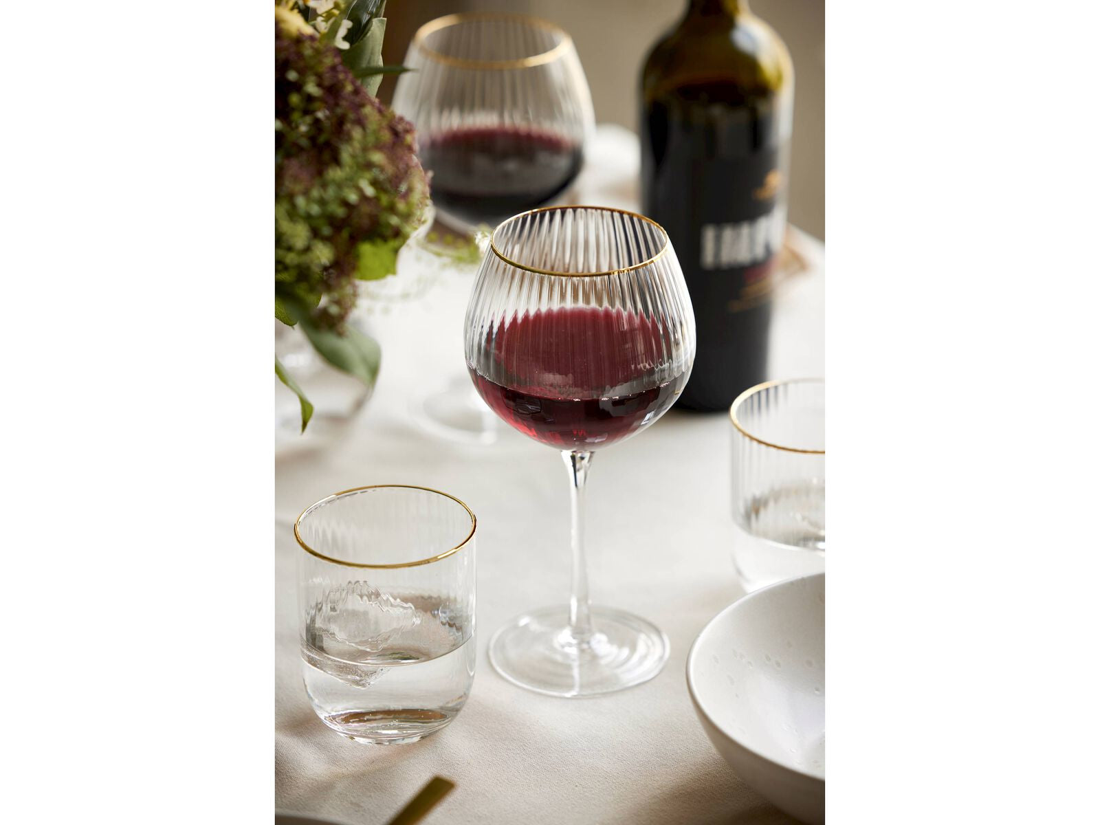 Lyngby Glas Trinkglas Palermo – 4er Set, 350 ml, Glas, Transparent/Gold