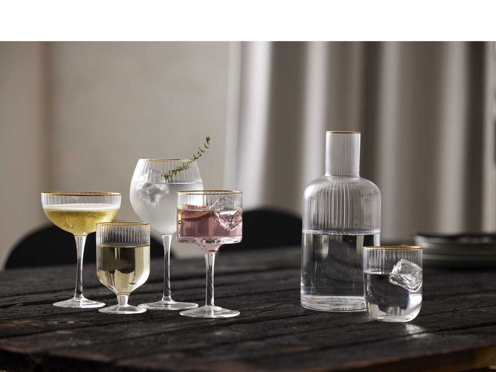 Lyngby Glas Trinkglas Palermo – 4er Set, 350 ml, Glas, Transparent/Gold
