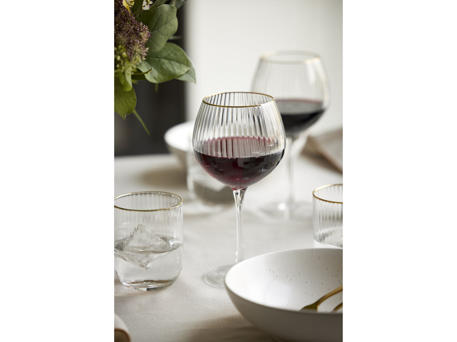 Lyngby Glas Trinkglas Palermo – 4er Set, 350 ml, Glas, Transparent/Gold