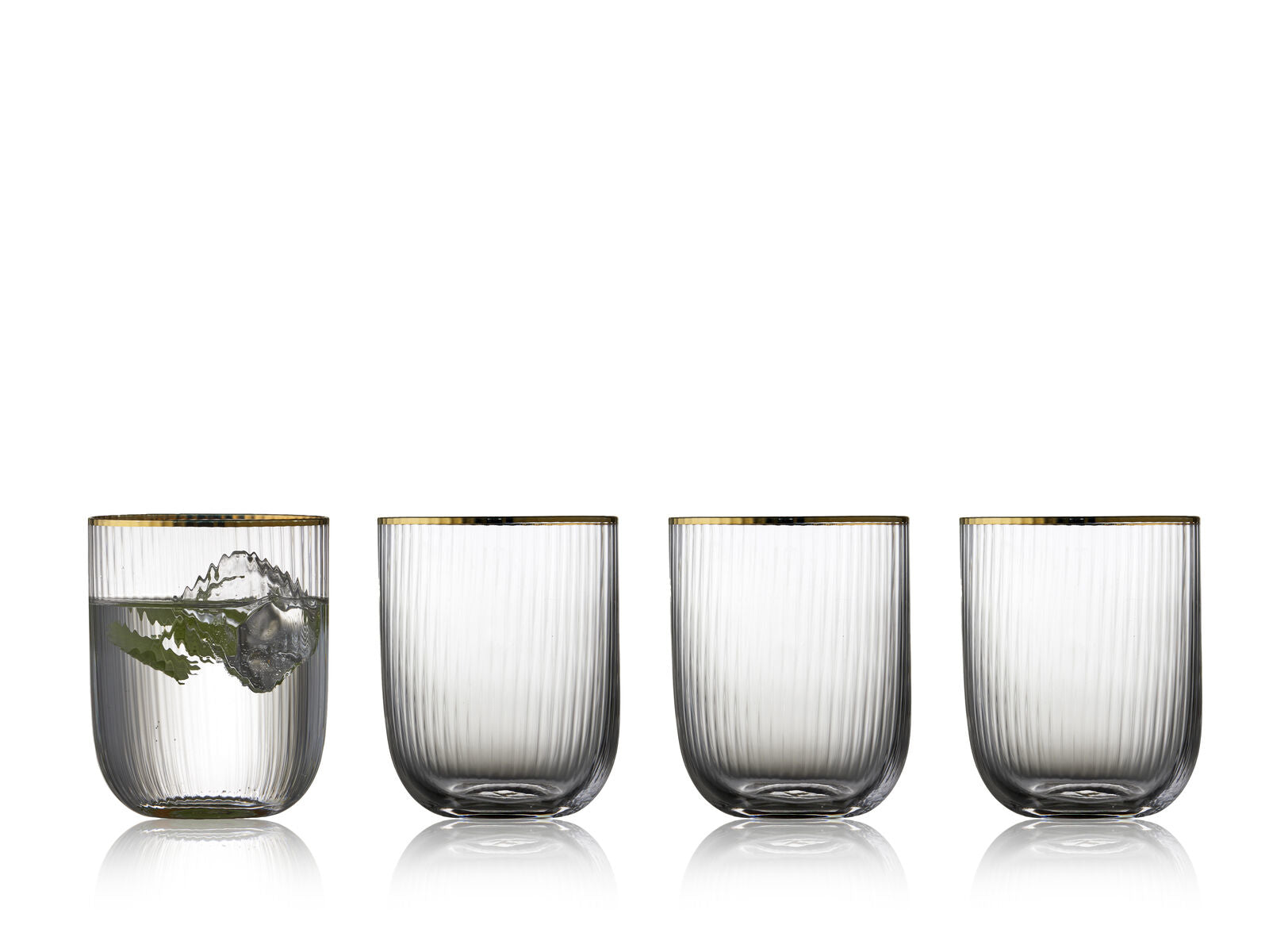 Lyngby Glas Trinkglas Palermo – 4er Set, 350 ml, Glas, Transparent/Gold