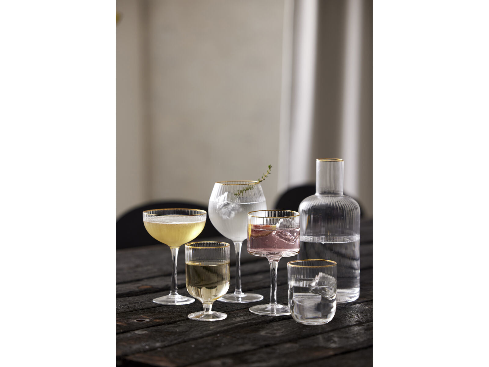 Lyngby Glas Trinkglas Palermo – 4er Set, 350 ml, Glas, Transparent/Gold