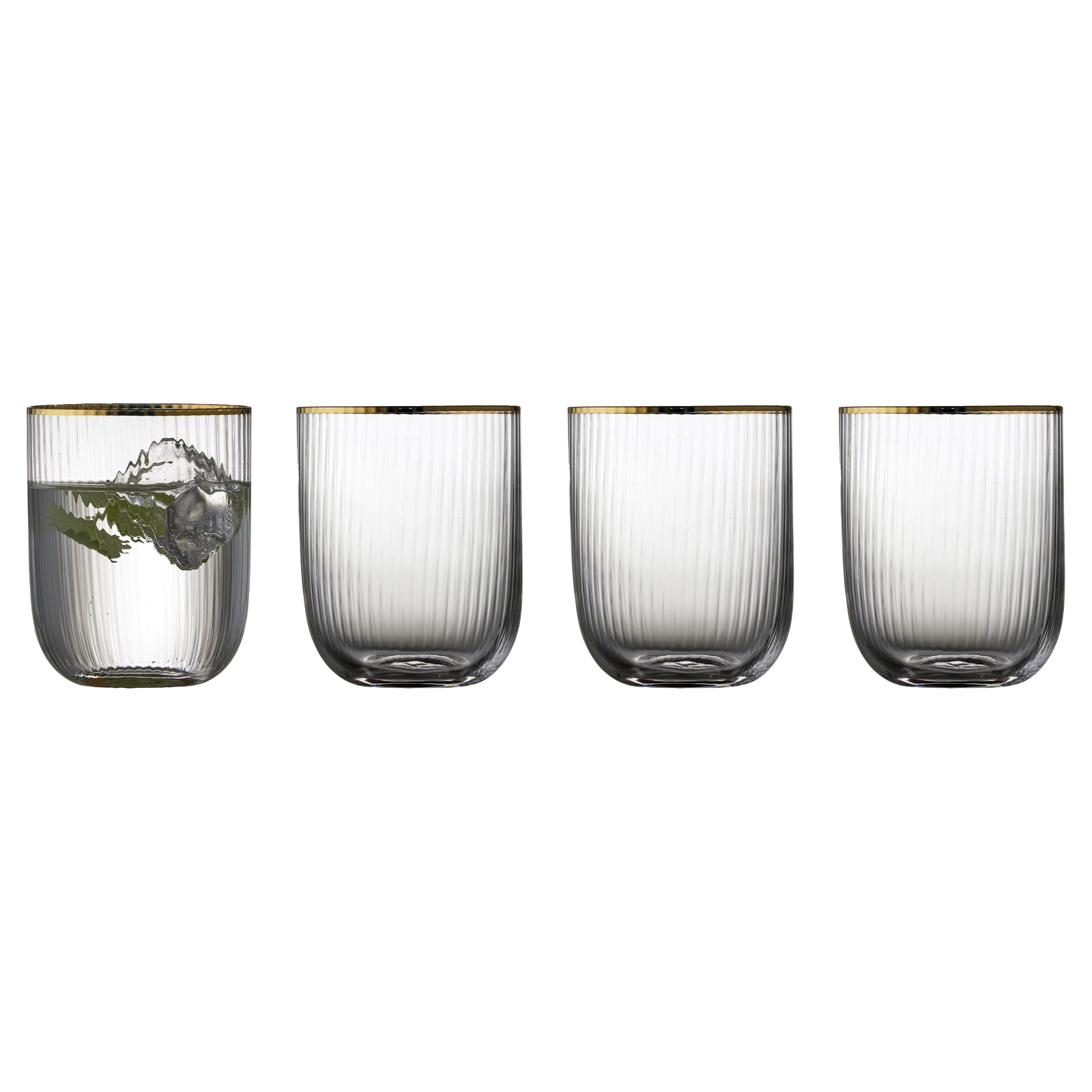 Lyngby Glas Trinkglas Palermo – 4er Set, 350 ml, Glas, Transparent/Gold