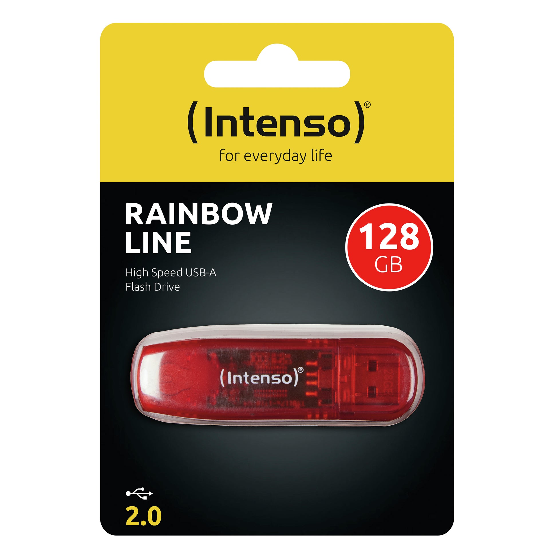 Intenso Rainbow Line 128 GB – USB 2.0, USB Typ-A, 28 MB/s Lesen, 6,5 MB/s Schreiben, Rot