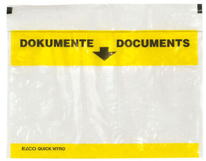 Elco Dokumententasche – C6 (165 × 120 mm), Fensterstreifen, bedruckt, gelb, selbstklebend – 250 Stück