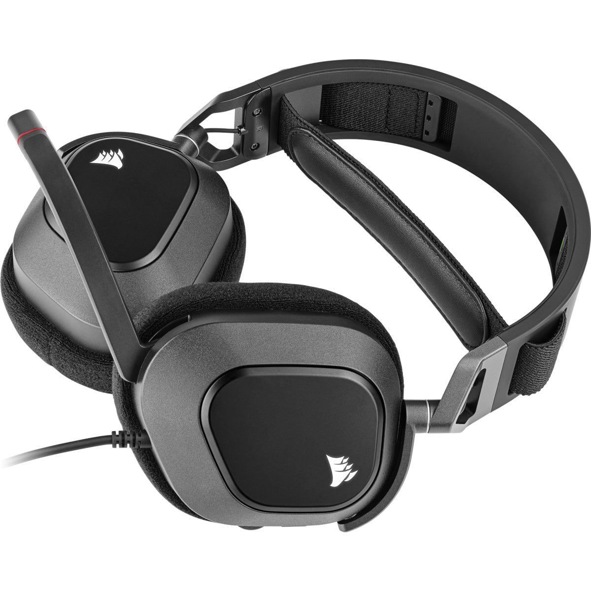 Corsair HS80 RGB – Gaming-Headset (Over-Ear) – USB-A, 7.1 Surround, wegklappbares Mikrofon – Schwarz – für PC