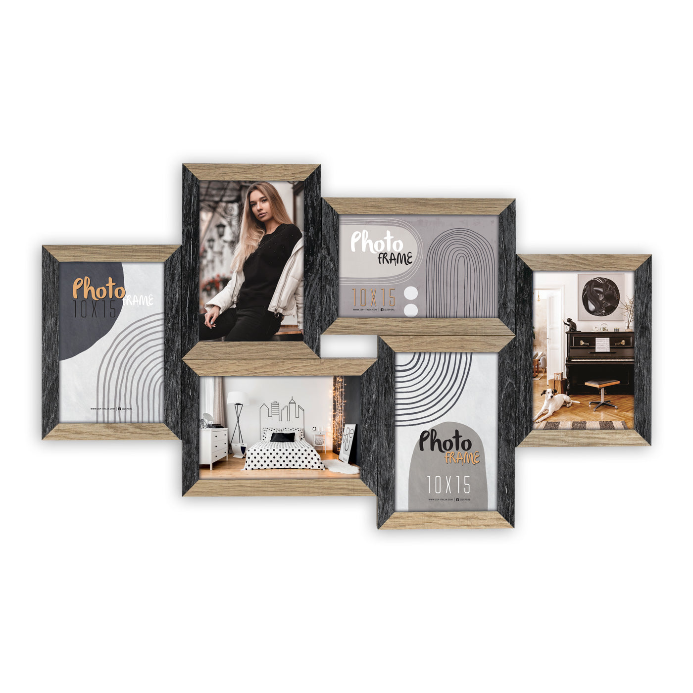 ZEP Collagerahmen – für 10 × 15 cm – MDF & Holz, mehrfarbig