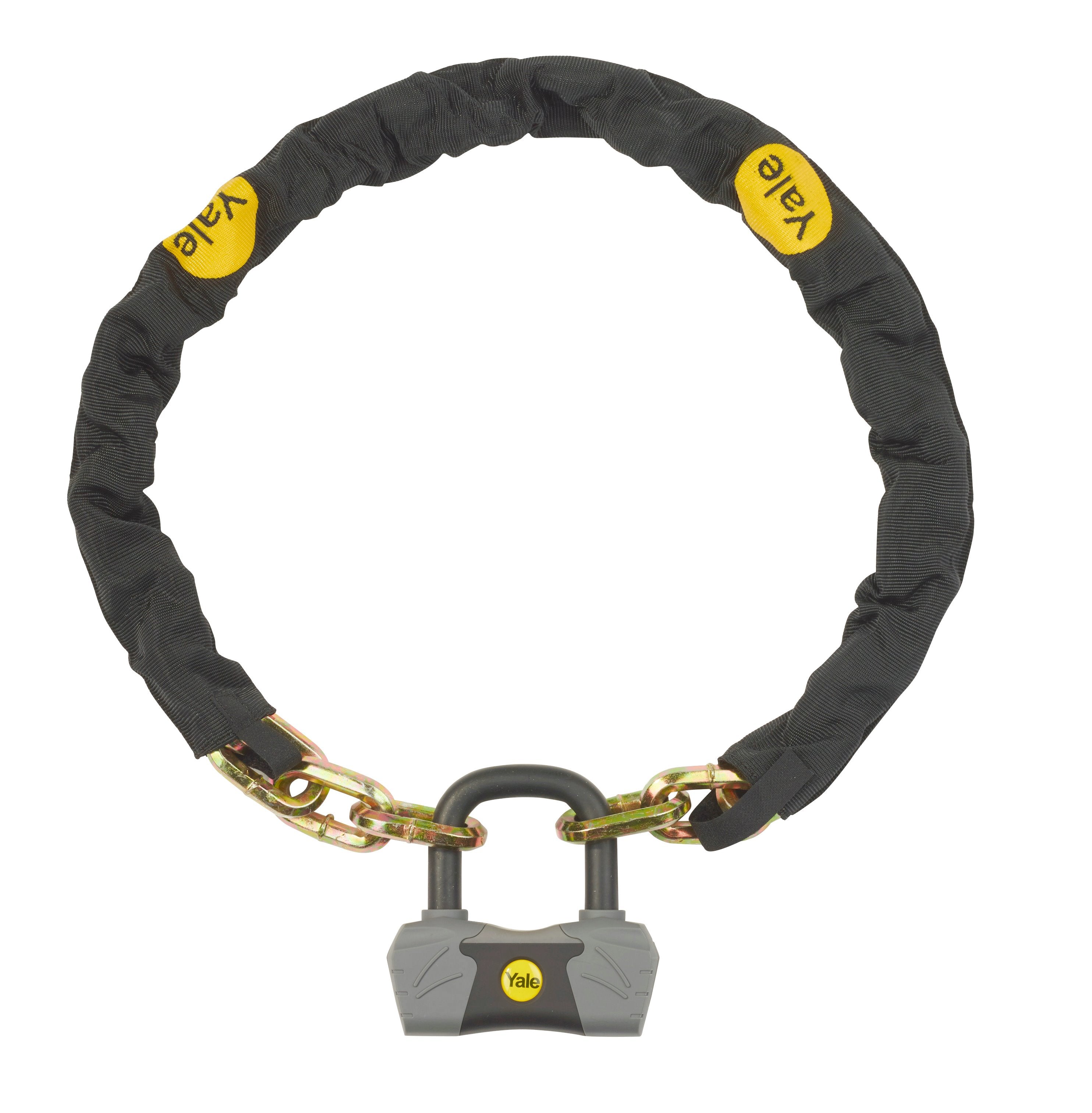 Yale Sicherheitskette – Sold Secure Gold, mit Schlüssel – 1,1 m, Ø 10 mm – Schwarz, Stahl – 1 Stk.