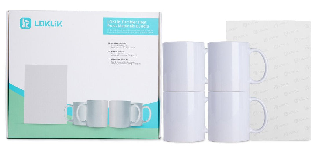 LOKLiK Becher – 4er Set, 325 ml, Keramik, Weiss