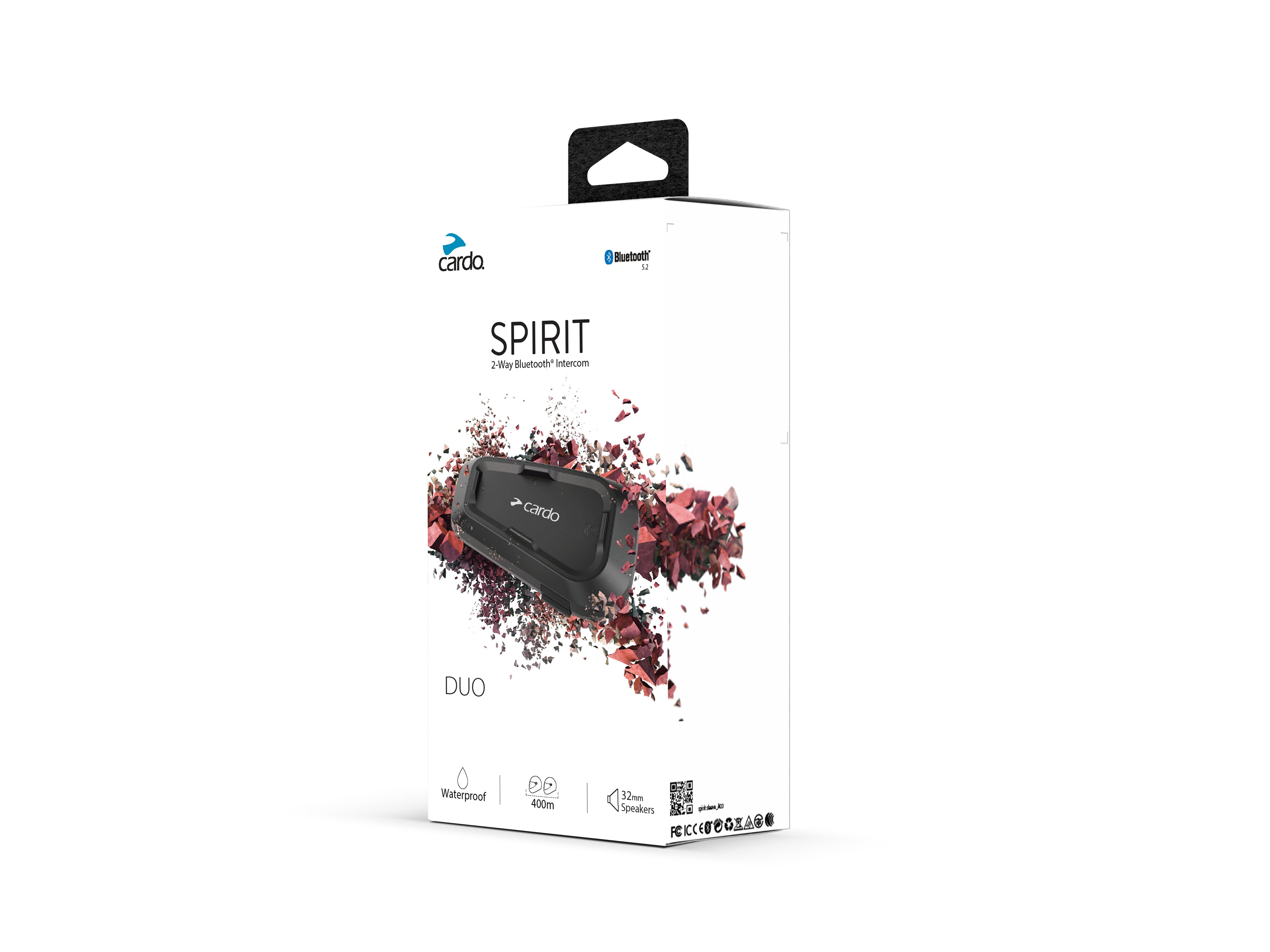 Cardo Spirit Duo Bluetooth-Headset – für Motorradhelme – USB-C, Bluetooth 5.2 – Schwarz
