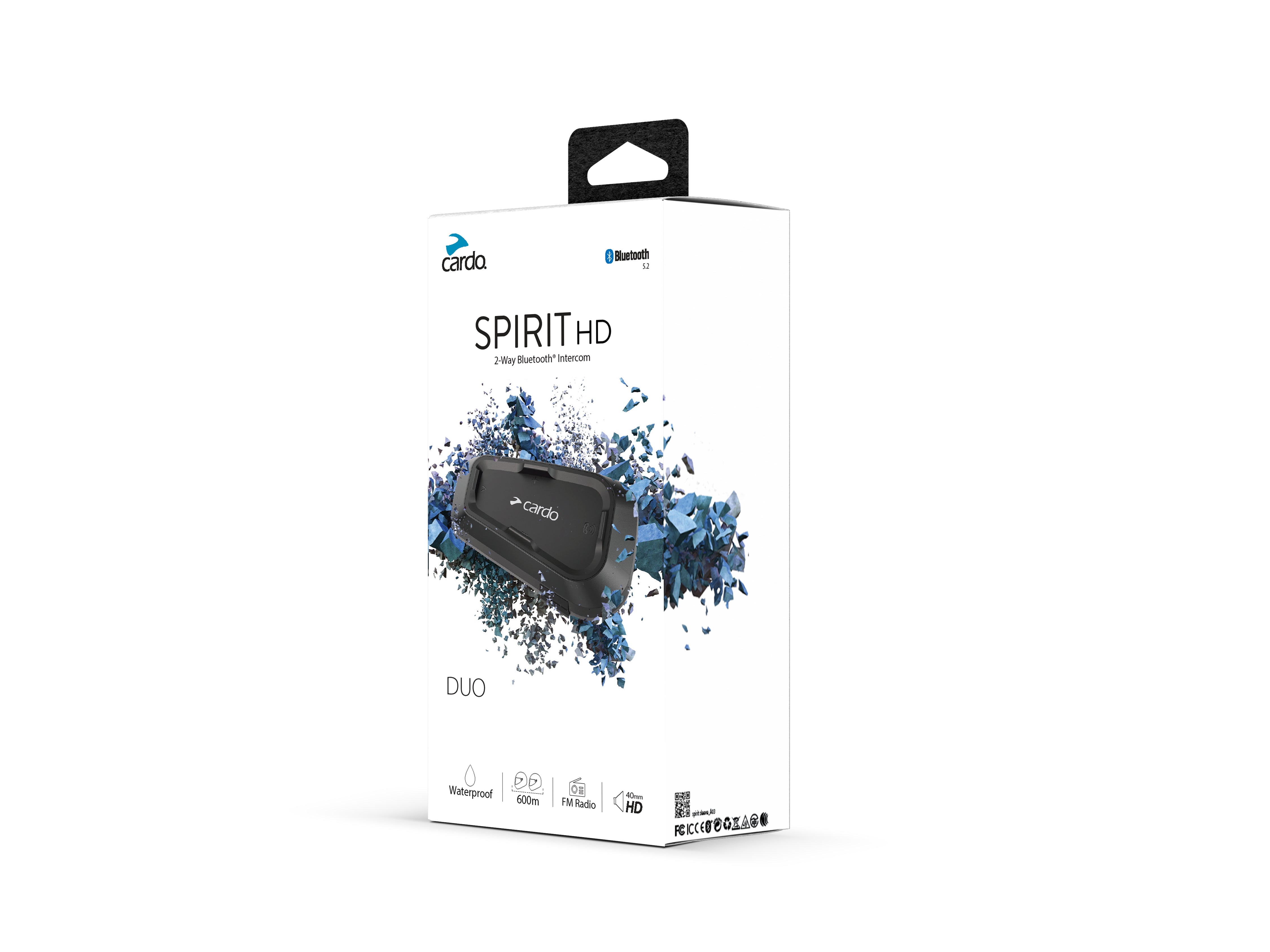 Cardo SPIRIT HD DUO Headset – Stereo, BT, USB-C, Schwarz, BT 5.2