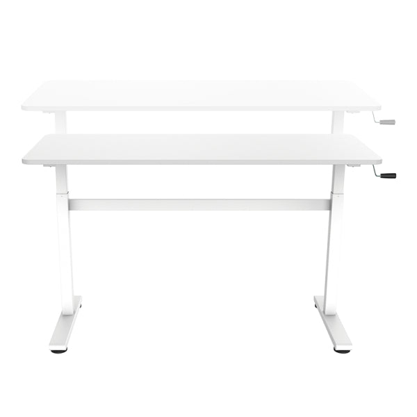 LogiLink EO0027W – Sitz-/Steh-Tisch, manuell, 140 × 60 cm, Höhe 70–117 cm, 40 kg, weiss