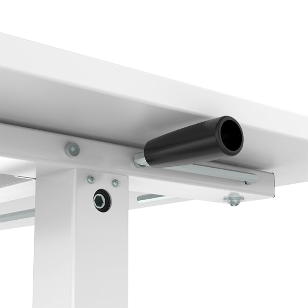 LogiLink EO0027W – Sitz-/Steh-Tisch, manuell, 140 × 60 cm, Höhe 70–117 cm, 40 kg, weiss