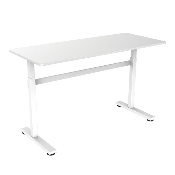 LogiLink EO0027W – Sitz-/Steh-Tisch, manuell, 140 × 60 cm, Höhe 70–117 cm, 40 kg, weiss