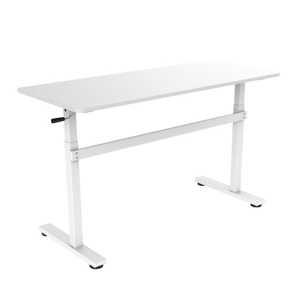 LogiLink EO0027W – Sitz-/Steh-Tisch, manuell, 140 × 60 cm, Höhe 70–117 cm, 40 kg, weiss