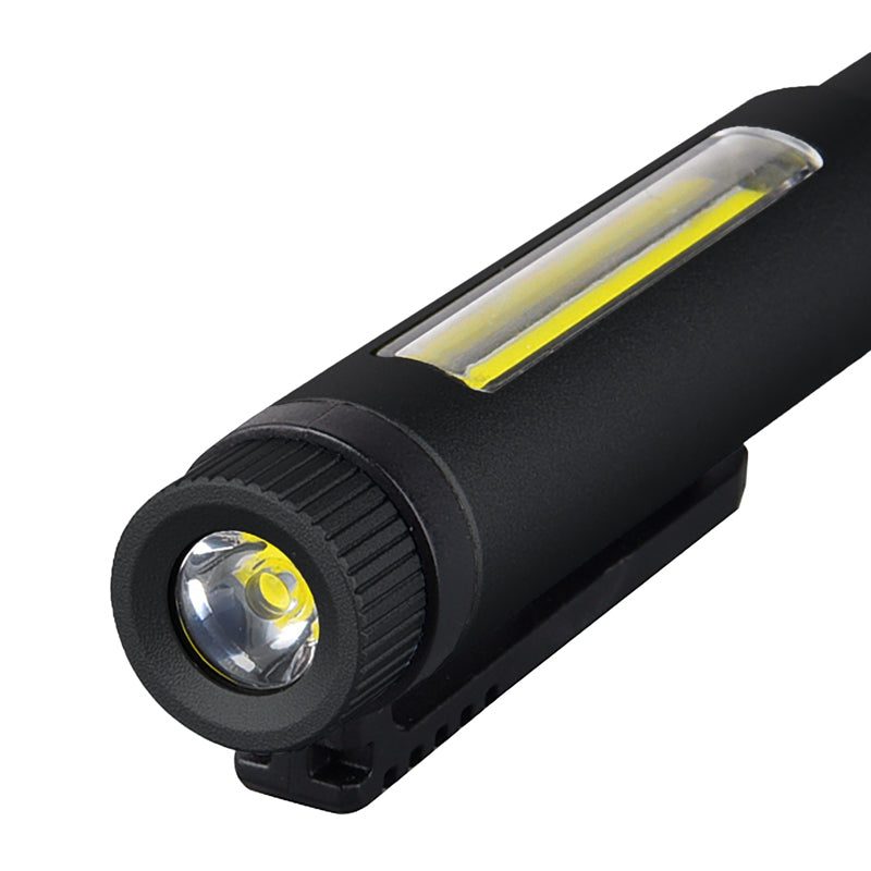 Steffen Taschenlampe 65 00164 – 200 lm, Akku, USB-C, Magnet & Clip – Schwarz