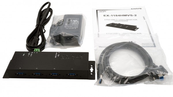 EXSYS EX-1184HMVS-2 USB-Hub – USB-B, 4× USB-A, für Windows/Mac/Linux
