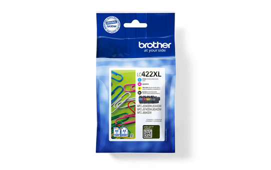 Brother LC422XL Tintenpatronen-Multipack, Schwarz/Cyan/Magenta/Gelb (Original) – für MFC-J5340DW/5740DW …