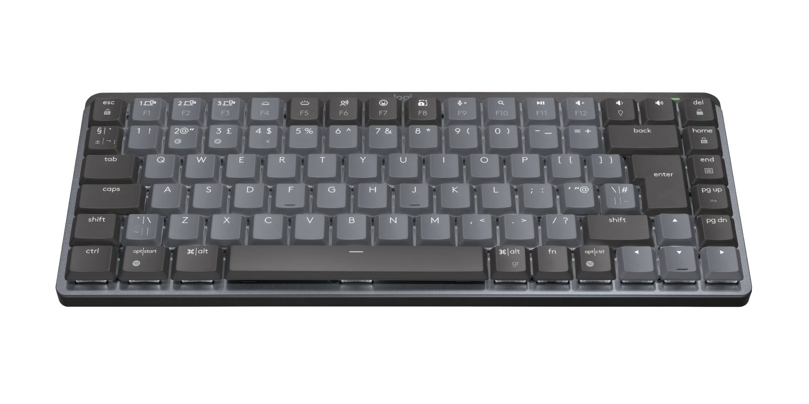 Logitech MX Mech Mini – Tastatur, kabellos (Bluetooth), UK-Layout (EN), mechanisch, beleuchtet, Dunkelgrau