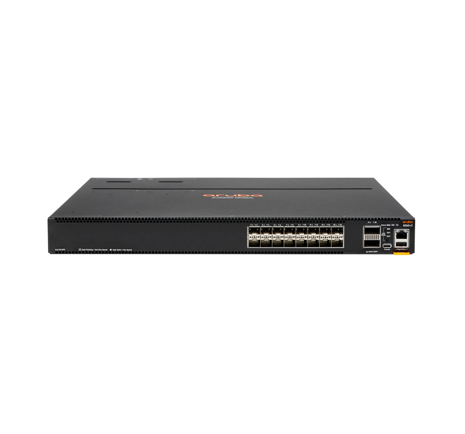 HPE Aruba Networking 8360-16Y2C v2 – Managed Switch – 16×25G SFP28, 2×100G QSFP28, L3, 1U