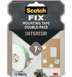 3M Scotch-Fix Montageband – 19 mm × 5 m, für Glas/Metall/Holz, Innen, Weiss, hitzebeständig