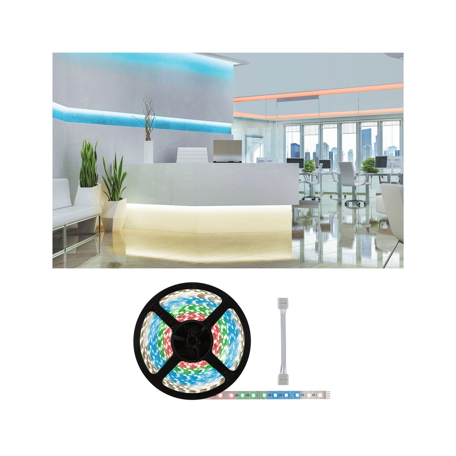 Paulmann LED-Strip MaxLED 500 – 10 m, mehrfarbig, dimmbar, 72 W – Silber