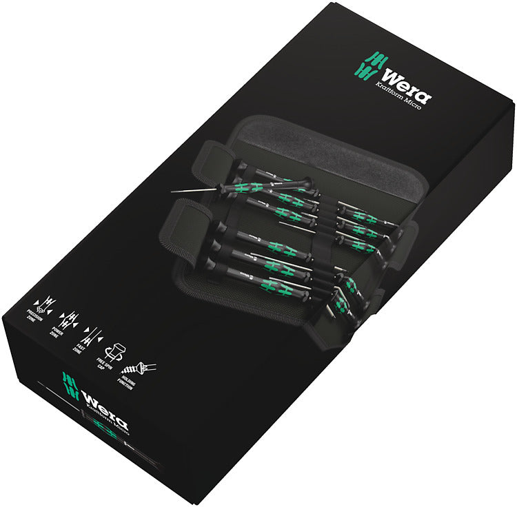 Wera Kraftform Micro-Set – Präzisions-Schraubenzieher-Set PH/SL/TX, 12-teilig, Box – 05073675001