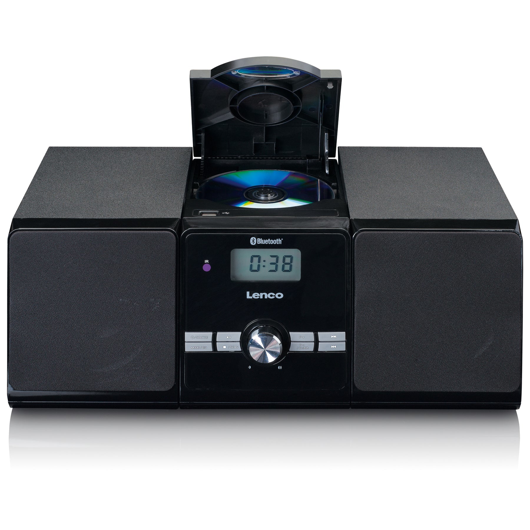Lenco MC-030BK – Stereo-Vollverstärker, 2×5 W, USB, AUX, 3,5 mm Kopfhörer, Schwarz