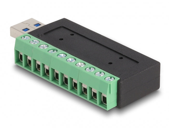 DeLOCK Adapter USB-A zu Terminalblock – USB 3.2 Gen 1 (5 Gbit/s), 5 V/1 A – Schwarz/Grün