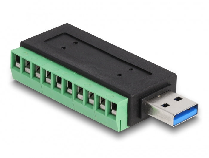 DeLOCK Adapter USB-A zu Terminalblock – USB 3.2 Gen 1 (5 Gbit/s), 5 V/1 A – Schwarz/Grün