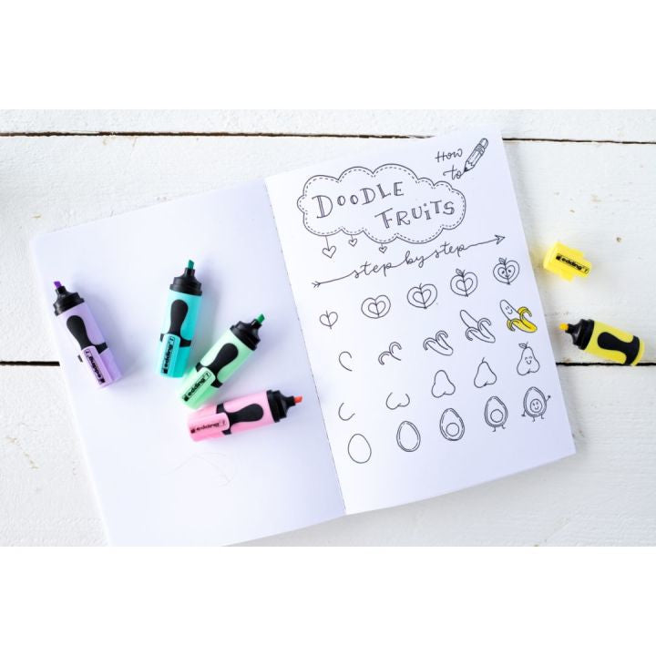 Edding 7 Mini Textmarker – 4er Set, Farben: Hellblau/Hellgrün/Hellrosa …, Keilspitze 1–3 mm