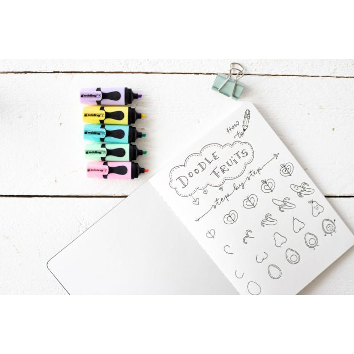 Edding 7 Mini Textmarker – 4er Set, Farben: Hellblau/Hellgrün/Hellrosa …, Keilspitze 1–3 mm