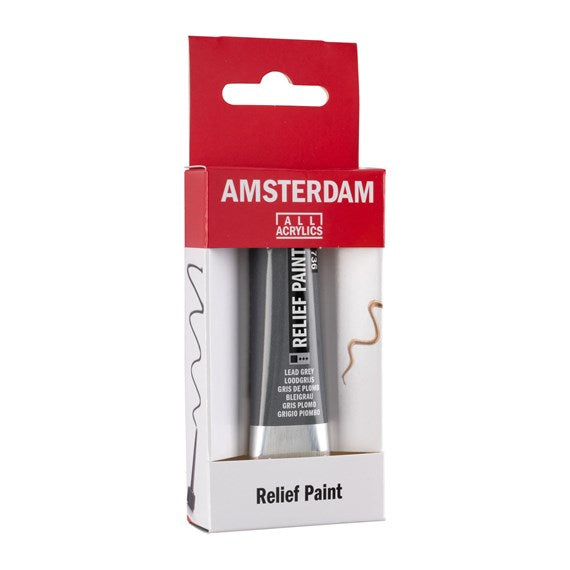 Royal Talens Amsterdam Reliefpaint Acrylfarbe – Grau, matt, deckend – 20 ml – für Karton