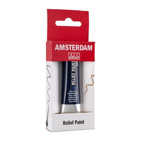 Royal Talens Amsterdam Acrylfarbe Reliefpaint – Dunkelblau 502, matt – 20 ml – für Karton