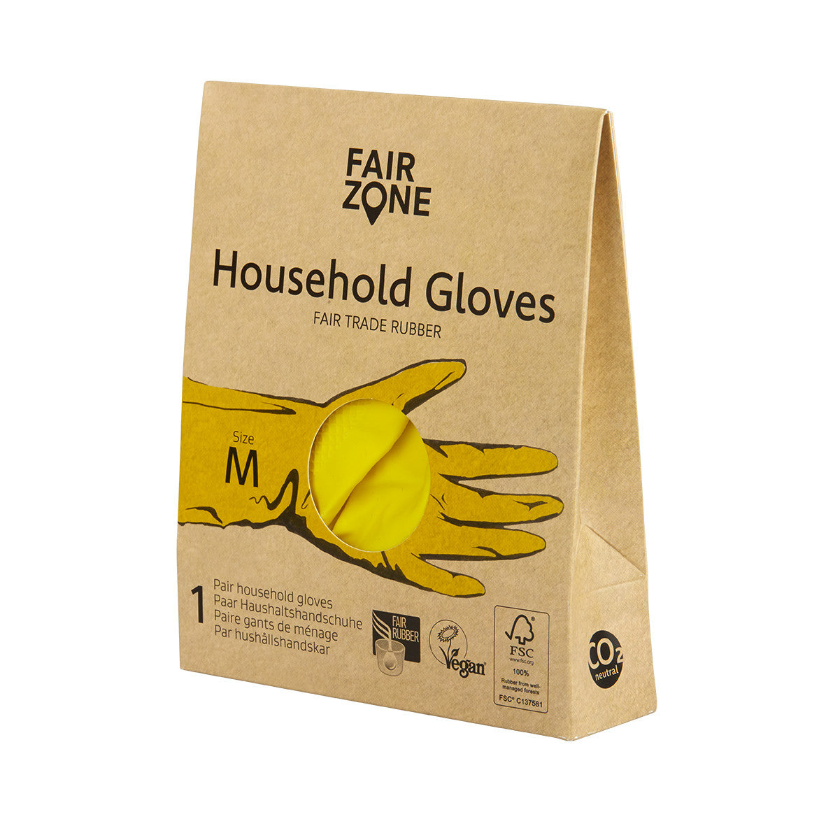 Fair Zone Haushaltshandschuhe M – Naturkautschuk – Gelb – 1 Paar
