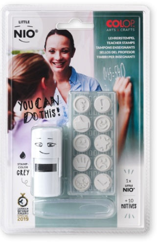 Colop Little NIO Lehrer – Motivstempel, Motiv Symbol, weiss/grau