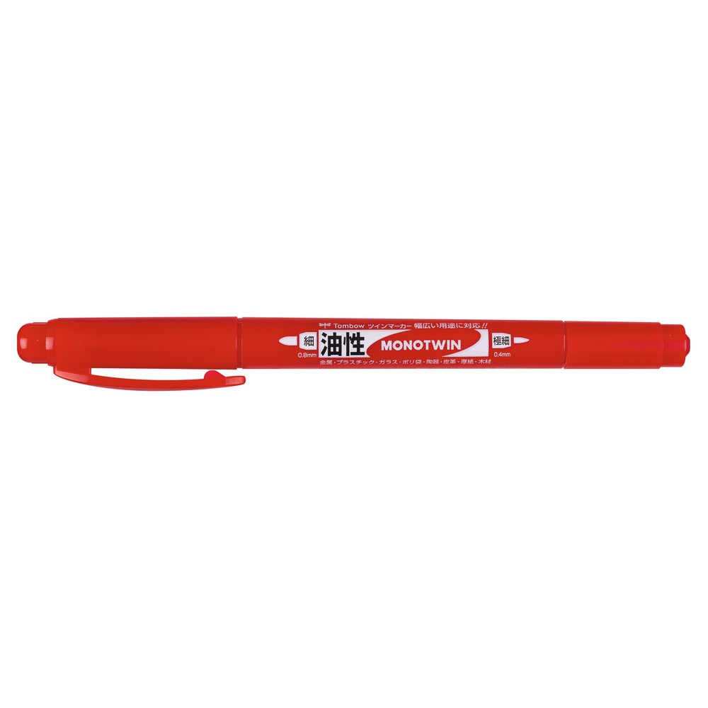 Tombow MONO twin Permanentmarker – Doppeltspitze 0,4/0,8 mm – Rot