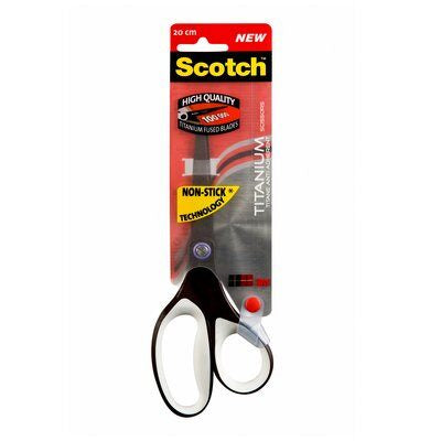 Scotch Universalschere – 20,0 cm, titanbeschichtet, für Rechts- und Linkshänder, spitz, Kunststoff, schwarz