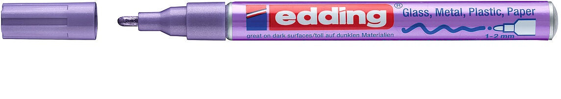 Edding 751 Paintmarker Metallic – Rundspitze 1–2 mm – Violett – für Glas, Metall und Kunststoff
