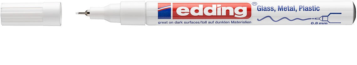 Edding 780 Paint Marker – Rundspitze 0,8 mm – Weiss – für Glas, Metall und Kunststoff