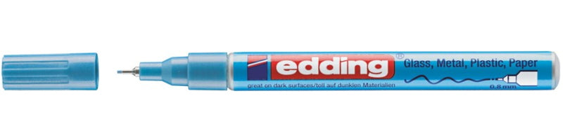 Edding 780 Paint Marker Metallic – Extra feine Rundspitze 0,8 mm – Hellblau – für Glas, Metall und Kunststoff