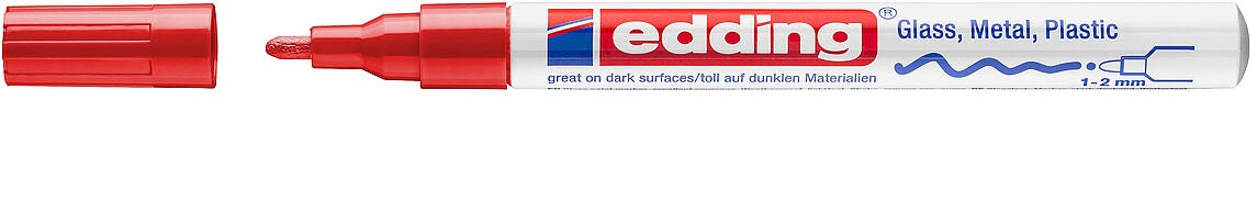 Edding 751 Lackmarker – 1–2 mm – rot – für Glas, Metall und Kunststoff