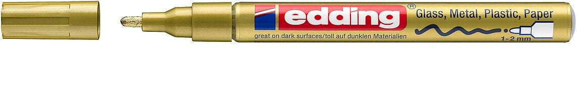 Edding 751 Lackmarker – Rundspitze 1–2 mm – Gold – für Metall, Glas und Kunststoff