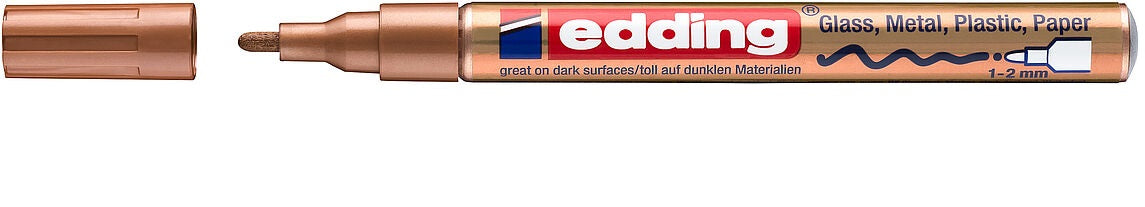 Edding 751 Lackmarker Metallic – Rundspitze 1–2 mm – Kupfer – für Glas, Metall und Kunststoff