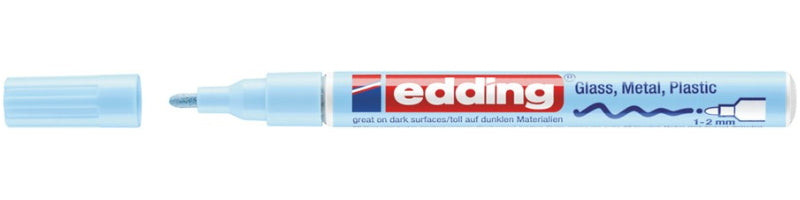Edding 751 Lackmarker – Rundspitze 1–2 mm – Pastellblau, 10er-Pack, für Glas, Metall und Kunststoff