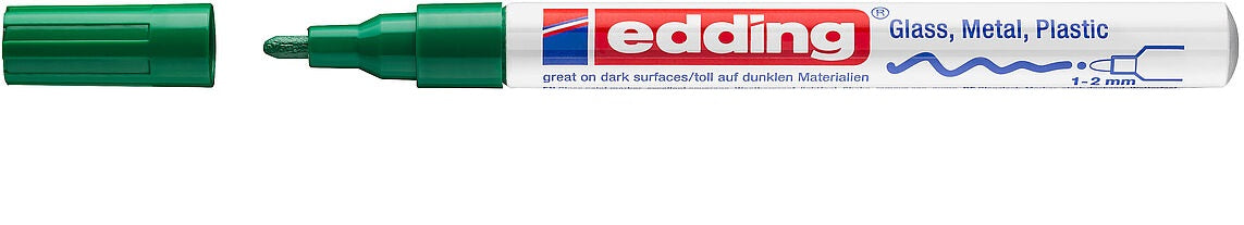 Edding 751 Lackmarker – Feine Spitze 1–2 mm – Grün – für Glas, Metall und Kunststoff